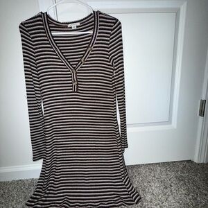 American Eagle Striped Ribbed Long Sleeve Dress | Size Small